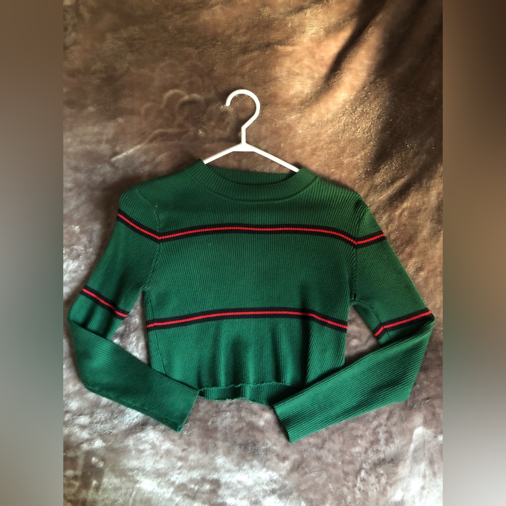 Emerald green long sleeve with stripes